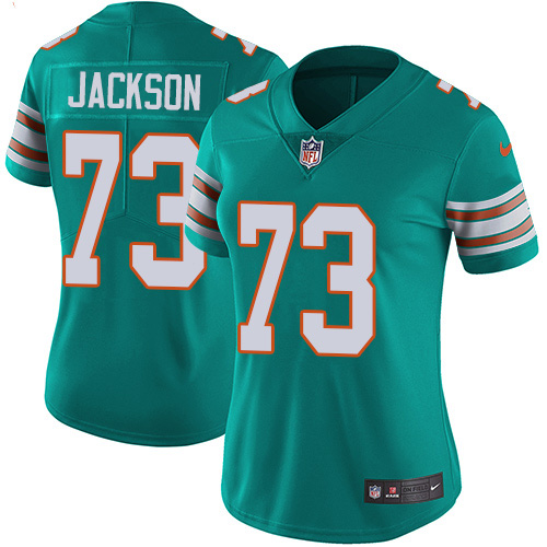 Nike Miami Dolphins #73 Austin Jackson Aqua Green Alternate Women Stitched NFL Vapor Untouchable Limited Jersey->women nfl jersey->Women Jersey